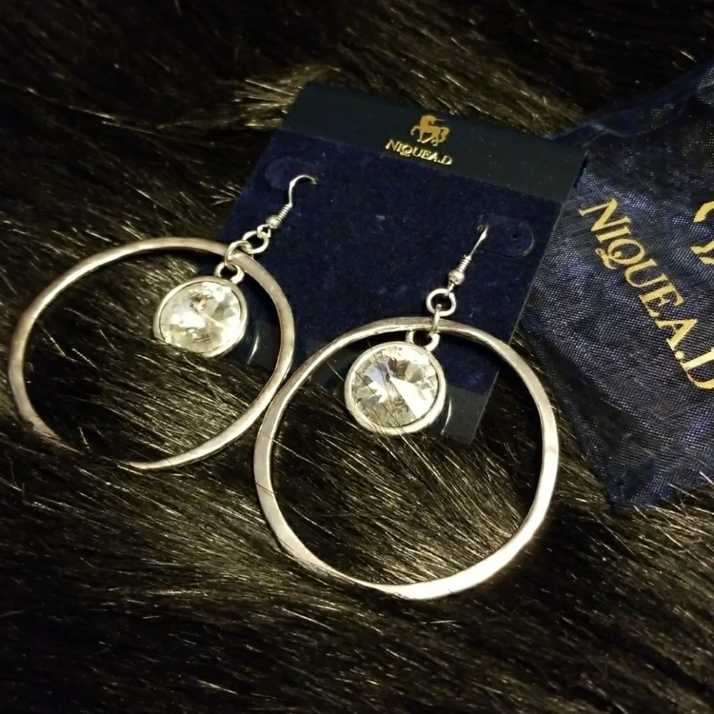 NIQUEA.D // ltd ed silver hoop large crystal hoop
